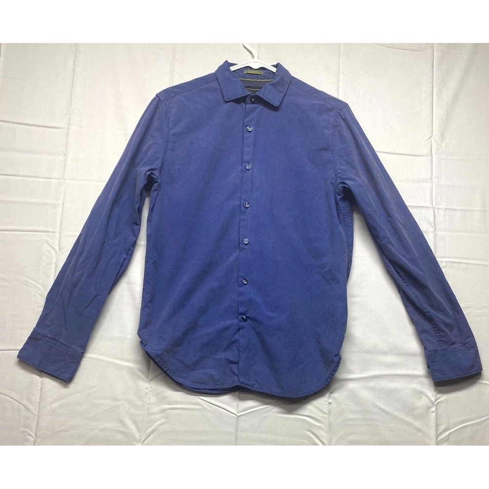 Denim & Flower Shirt Mens Small Blue Cotton Slim Fit Casual Button Up Outdoor